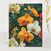 ラディアント オーキッド トリオ バースデー カード (黄色い花)