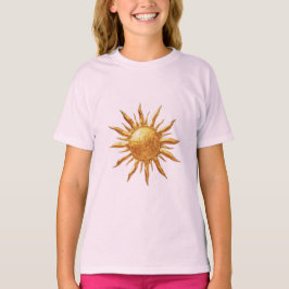ラディアント ゴールドサン 天体 ボヘミアン アート デザイン Tシャツ