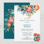 ラディアント ピオニー ブーケ ウェディング カップル シャワー 招待状 (正面/裏面)