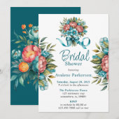 ラディアント ピオニー ブーケ ブライズシャワー 招待状 (正面/裏面)