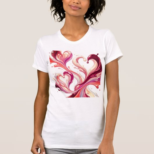 ラディアント・ラブ - 抽象的なハートアートTシャツ Tシャツ (正面)