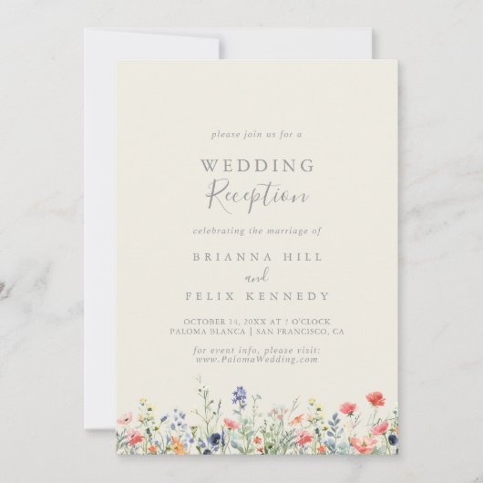ラディア数々のカラーのワイルドフラワーウェディングレセプション 招待状 (正面)
