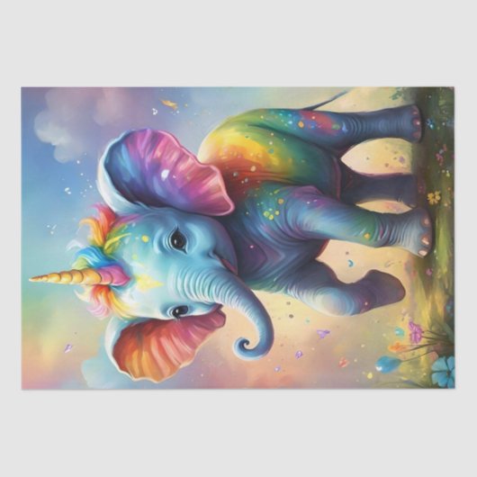 ラディア疑問に思ント:レインボーベビーユニコーン象 薄葉紙 (正面)