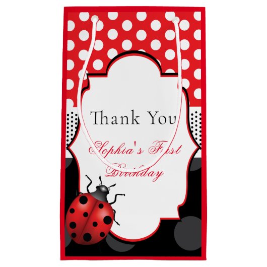 ラディエレガントバグパーソナライズされたありがとう スモールペーパーバッグ (正面)