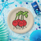 ラディッシュの幸せな束の野菜ラディッシュのグループ ペーパープレート (パーティー)