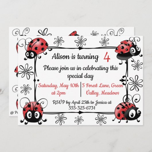 ラディバお洒落グ誕生日 招待状 (正面/裏面)