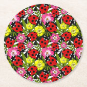 ラディバかわいらしグと花が可愛い ラウンドペーパーコースター (正面)