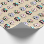 ラディバグかわいいパターンピンクブルーラッピング紙 ラッピングペーパー (角)