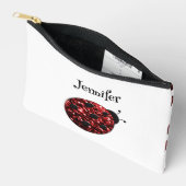 ラディバグが赤いパターンの白い名前をカスタムする アクセサリーポーチ (見開き)