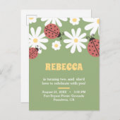 ラディバグとデイジーフローラフェミニン誕生日 インビテーションポストカード (正面/裏面)