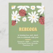 ラディバグとデイジーフローラフェミニン誕生日 招待状 (正面/裏面)