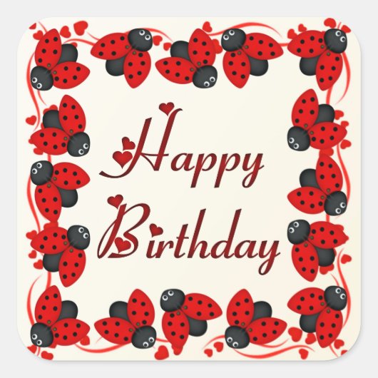 ラディバグとハート スクエアシール (正面)