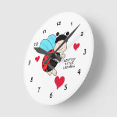 ラディバグとハート ラウンド壁時計 (傾斜)