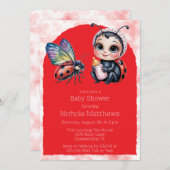 ラディバグとバタフライガールベビーシャワー 招待状 (正面/裏面)