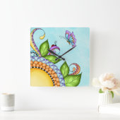 ラディバグとバタフライドードルの花 スクエア壁時計 (ホーム)