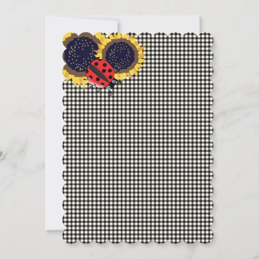 ラディバグとヒマワリ女の子の赤ちゃんシャワー 招待状 (裏面)