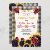 ラディバグとヒマワリ女の子1st誕生日パーティー 招待状 (正面/裏面)