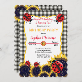 ラディバグとヒマワリ女の子1st誕生日パーティー 招待状
