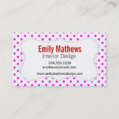 ラディバグとフラワーオン明るい赤紫色水玉模様 名刺 (裏面)