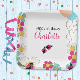 ラディバグとフラワーズスクエアバースデーパーティー ペーパープレート