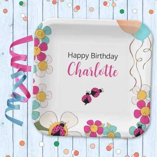 ラディバグとフラワーズスクエアバースデーパーティー ペーパープレート