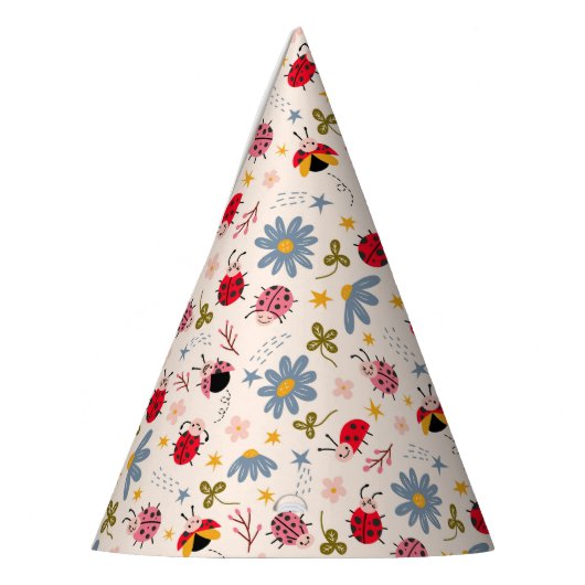 ラディバグとワイルドフラワーパターン誕生日 パーティーハット (左)