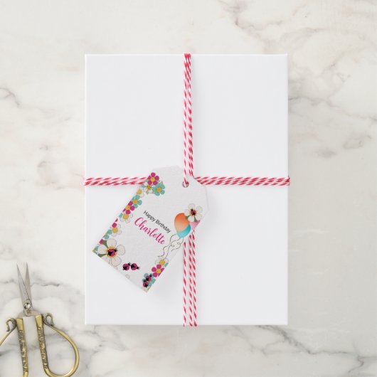 ラディバグと花の誕生日パーティー ギフトタグ (より糸付き)