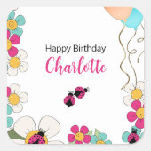 ラディバグと花の誕生日パーティー スクエアシール (正面)