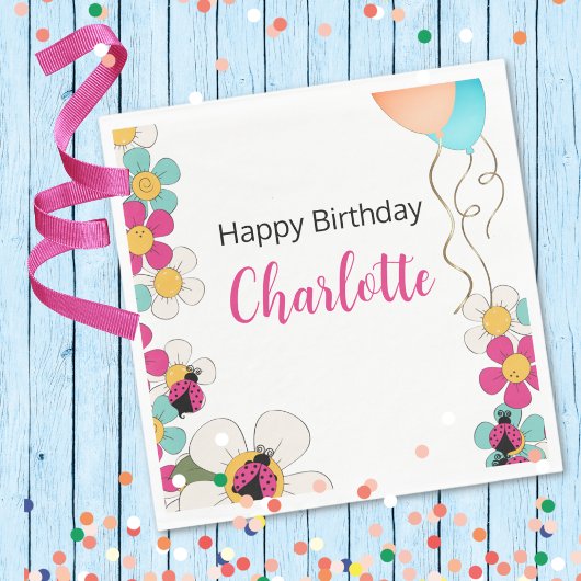 ラディバグと花の誕生日パーティー スタンダードランチョンナプキン