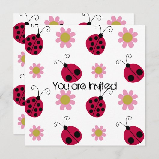 ラディバグと花ベビーシャワー 招待状 (正面/裏面)