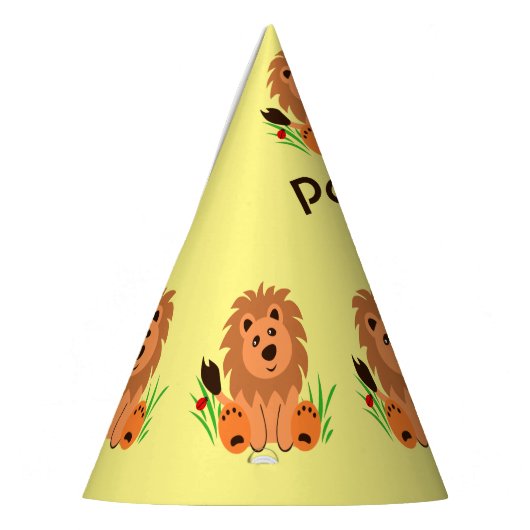 ラディバグと草の中の可愛いライオン、子供の誕生日 パーティーハット (左)