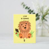 ラディバグと草の中の可愛いライオン、子供の誕生日 招待状 (スタンド正面)