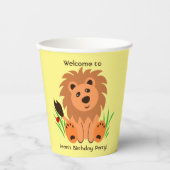 ラディバグと草の中の可愛いライオン、子供の誕生日 紙コップ (正面)