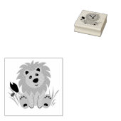 ラディバグのある草の中の可愛いライオン ラバースタンプ (押印)