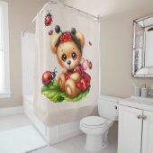 ラディバグのような格好をした可愛らしいテディベア シャワーカーテン (インサイチュ)