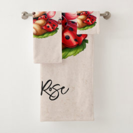 ラディバグのような格好をした可愛らしいテディベア バスタオルセット