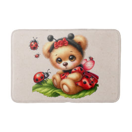 ラディバグのような格好をした可愛らしいテディベア バスマット