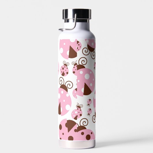 ラディバグのパターン，かわいいラディバグ，ピンクのラディバグ ウォーターボトル (右面)