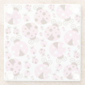 ラディバグのパターン,かわいいラディバグ,ピンクのラディバグ ガラスコースター (裏面)