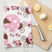 ラディバグのパターン，かわいいラディバグ，ピンクのラディバグ キッチンタオル (四つ折り)