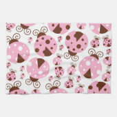 ラディバグのパターン，かわいいラディバグ，ピンクのラディバグ キッチンタオル (横)