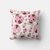ラディバグのパターン，かわいいラディバグ，ピンクのラディバグ クッション (正面)