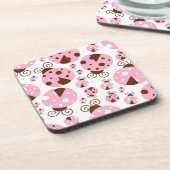 ラディバグのパターン,かわいいラディバグ,ピンクのラディバグ コースター (左側)