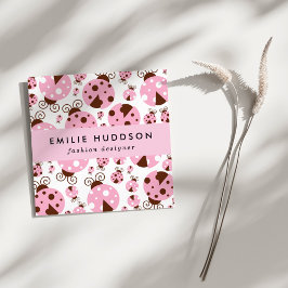 ラディバグのパターン，かわいいラディバグ，ピンクのラディバグ スクエア名刺