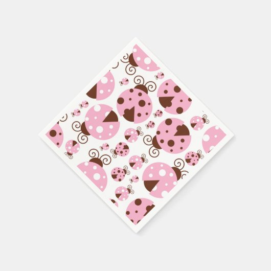 ラディバグのパターン,かわいいラディバグ,ピンクのラディバグ スタンダードカクテルナプキン (角)