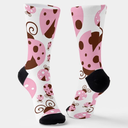 ラディバグのパターン，かわいいラディバグ，ピンクのラディバグ ソックス (傾斜あり)