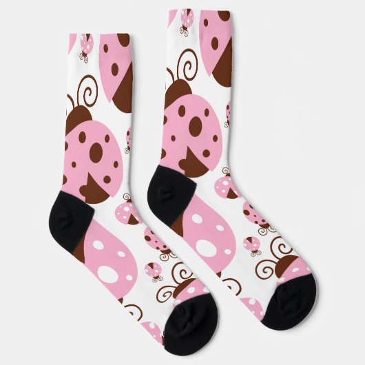 ラディバグのパターン，かわいいラディバグ，ピンクのラディバグ ソックス (右)