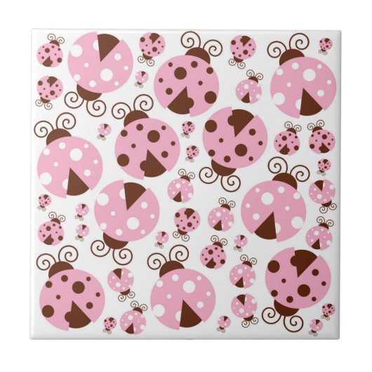 ラディバグのパターン，かわいいラディバグ，ピンクのラディバグ タイル (正面)
