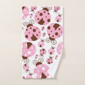 ラディバグのパターン，かわいいラディバグ，ピンクのラディバグ バスタオルセット (ハンドタオル)