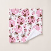 ラディバグのパターン，かわいいラディバグ，ピンクのラディバグ バスタオルセット (ウォッシュタオル)